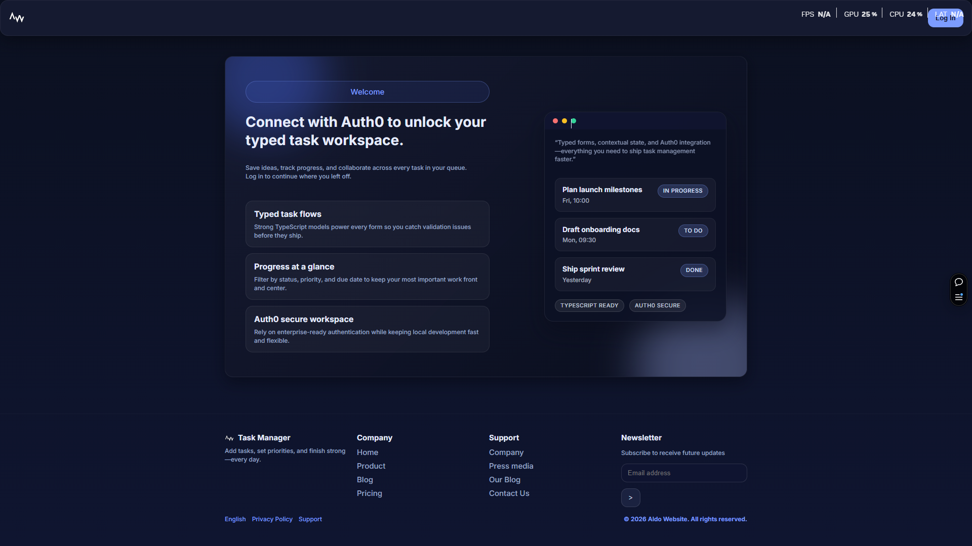 Task Manager (TS + Auth0) preview